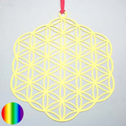 Fensterbild - Blume des Lebens golden randlos 18cm