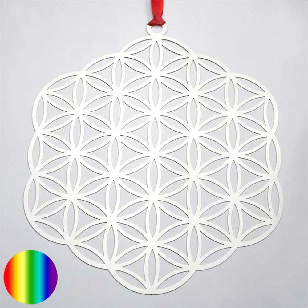 Fensterbild - Blume des Lebens silbern randlos 18cm