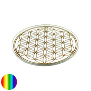 Glas-Untersetzer 8,9cm goldene Blume des Lebens