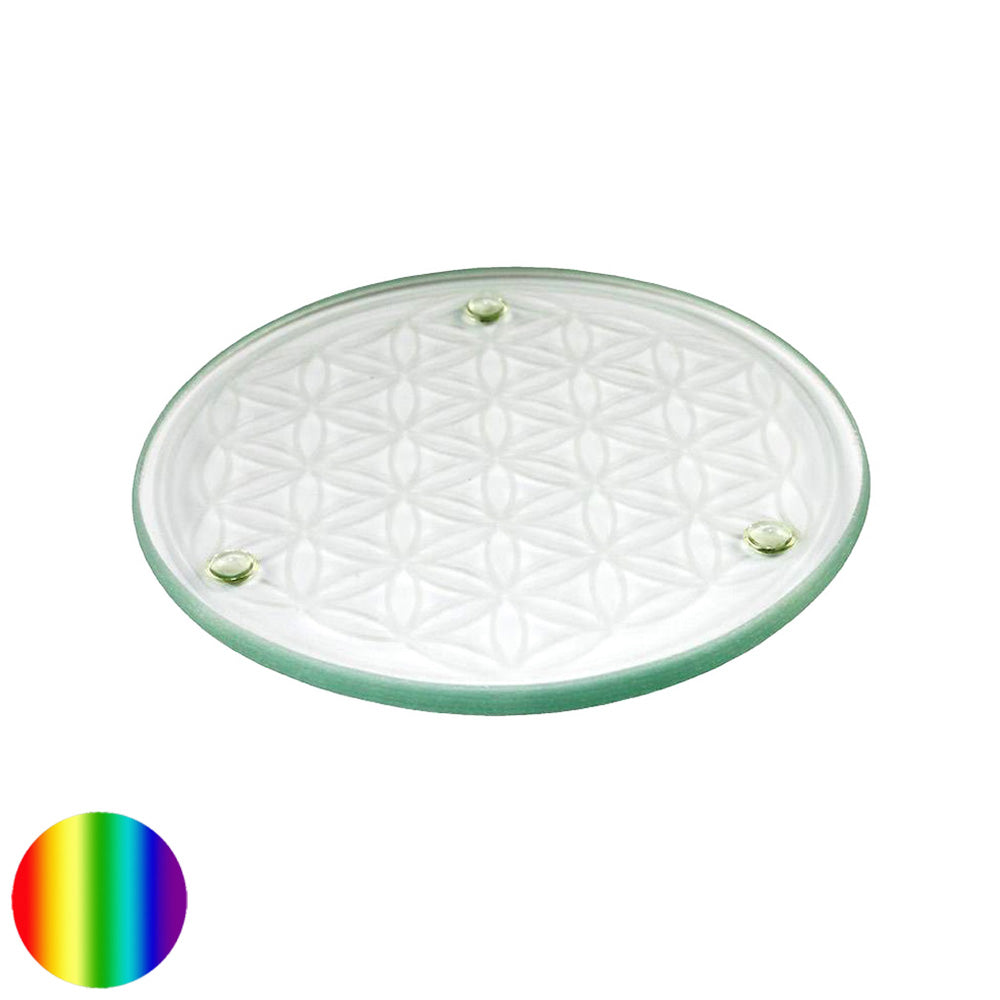 Glas-Untersetzer 8,9cm gelaserte Blume des Lebens