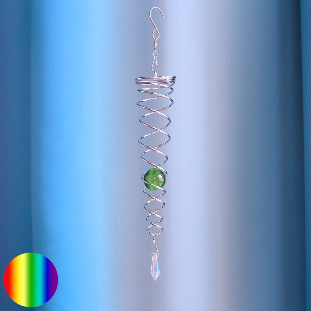 Windspiel Doppel-Spirale - Glaskugel grün