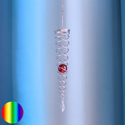 Windspiel Doppel-Spirale - Glaskugel rot | Metall verchromt
