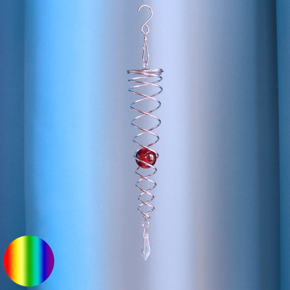 Windspiel Doppel-Spirale - Glaskugel rot