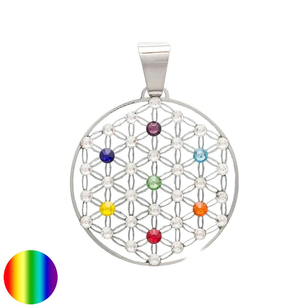 Edelstahl-Anhänger - Blume des Lebens 37 Swarovski