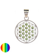 Edelstahl-Anhänger - Peridot Blume des Lebens