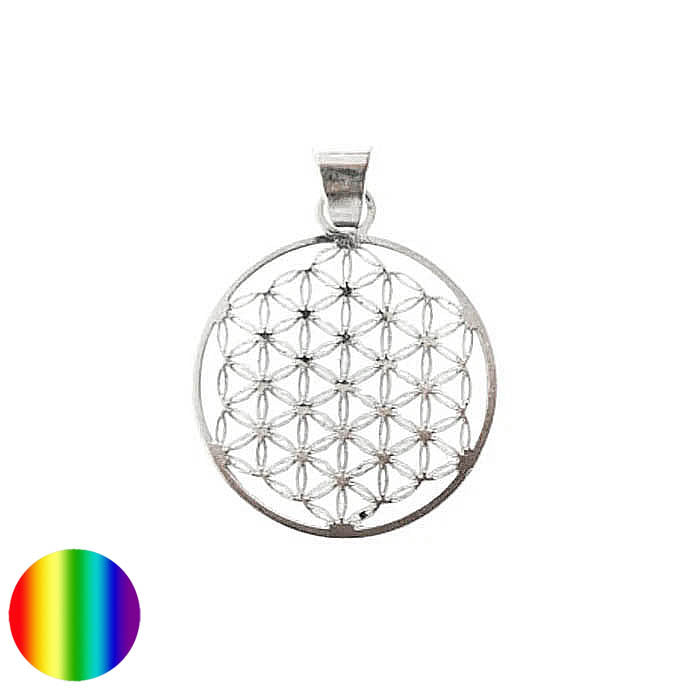 Edelstahl Anhänger versilbert - Lebensblume