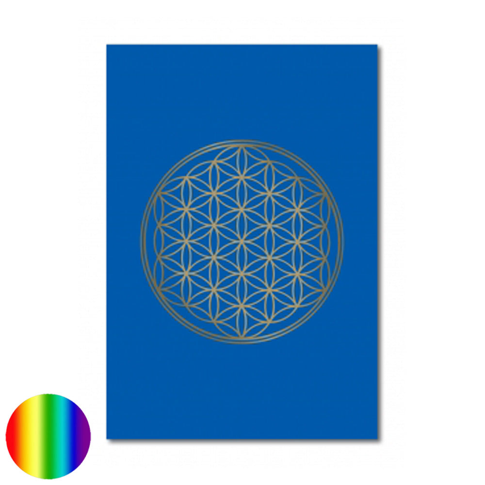 Klappkarte Lebensblume - blau-glanzgold