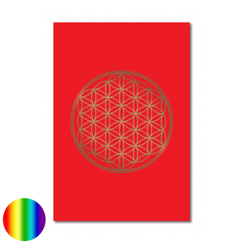 Klappkarte Lebensblume - rot-glanzgold