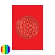 Klappkarte Lebensblume - rot-glanzgold
