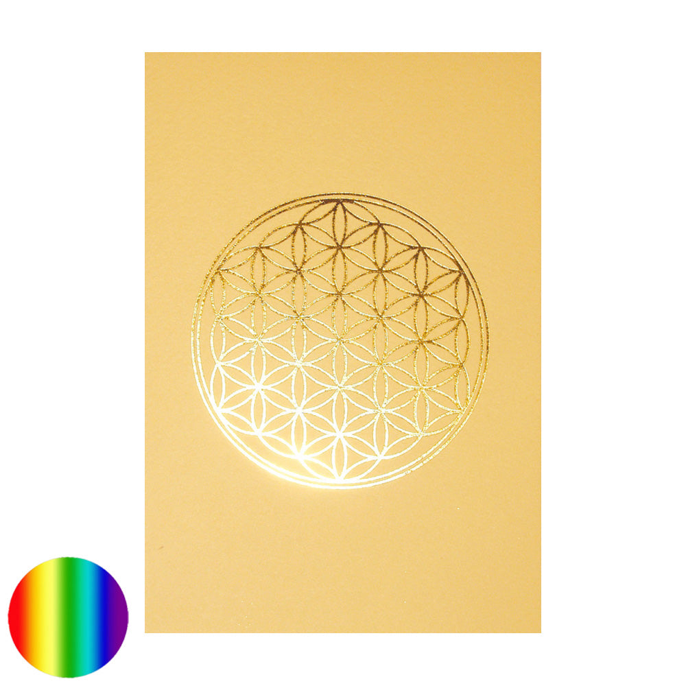 Klappkarte Lebensblume - cremefarben-glanzgold