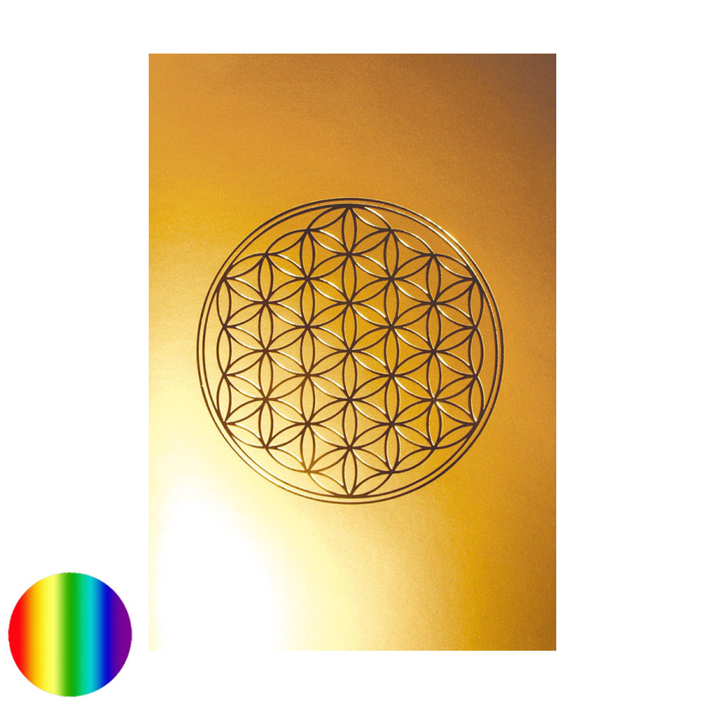 Klappkarte Lebensblume - mattgold-glanzgold