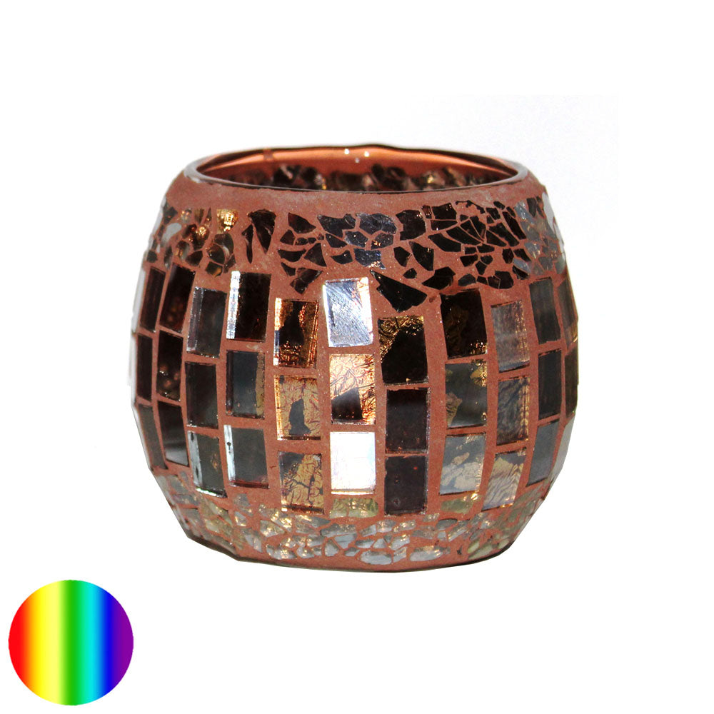 Windlicht Mosaik braun rund