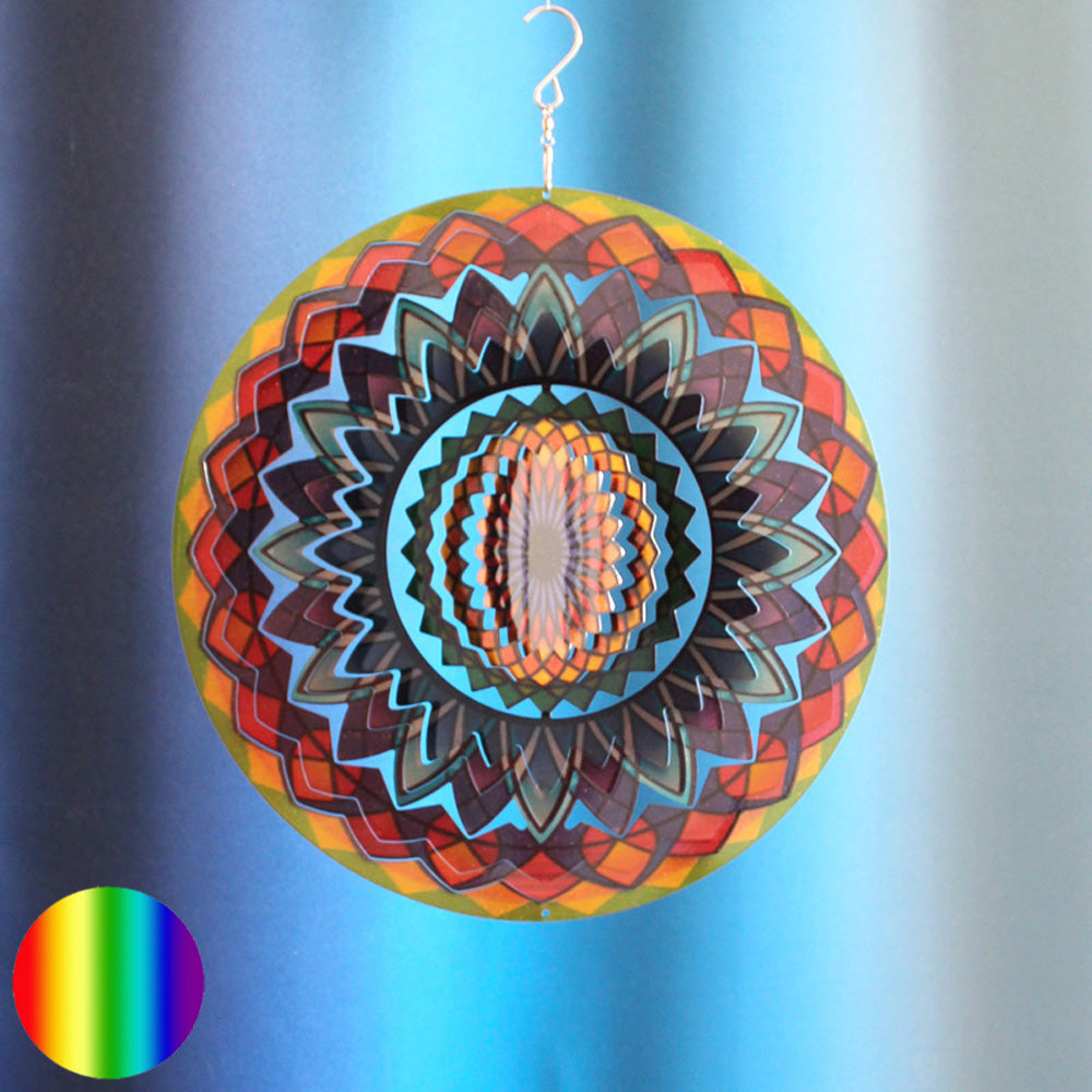 Windspiel Edelstahl - Spirale Mandala Regenbogen