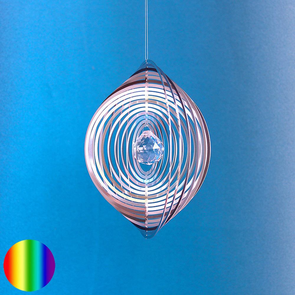 Windspiel Edelstahl - Spirale Ringe Glaskugel 20mm