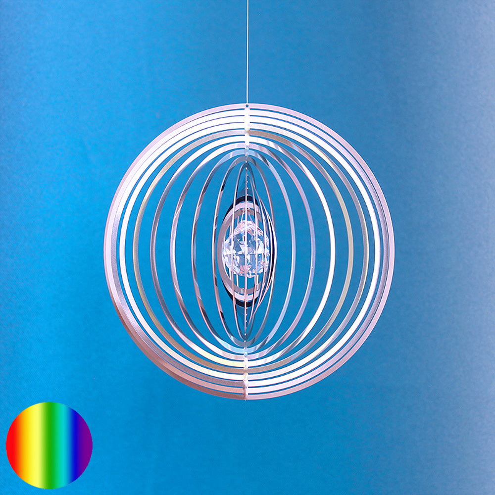 Windspiel Edelstahl - Spirale Ringe Glaskugel 20mm