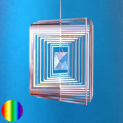 Windspiel Edelstahl - Spirale Quadrat Glaskristall