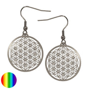 Edelstahl Ohrhänger 25mm Lebensblume Swarovski klar