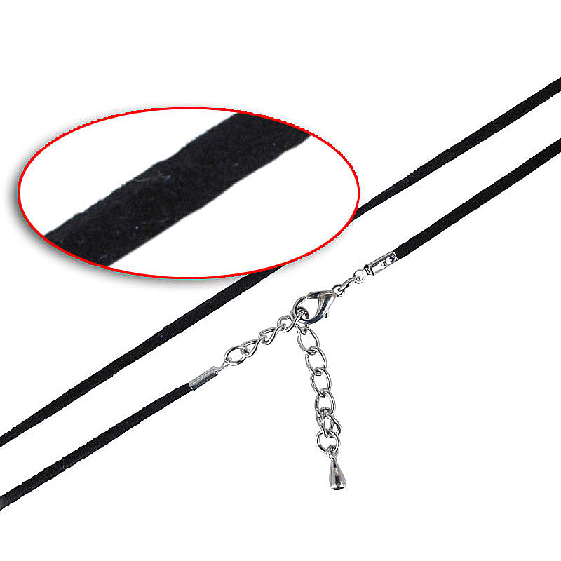 Wildlederband - schwarz 45cm | mit Verlängerungskettchen