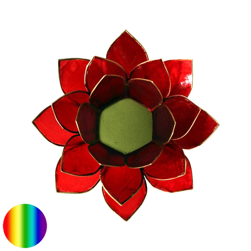 Teelichthalter Chakra Lotus - gold-rubinrot