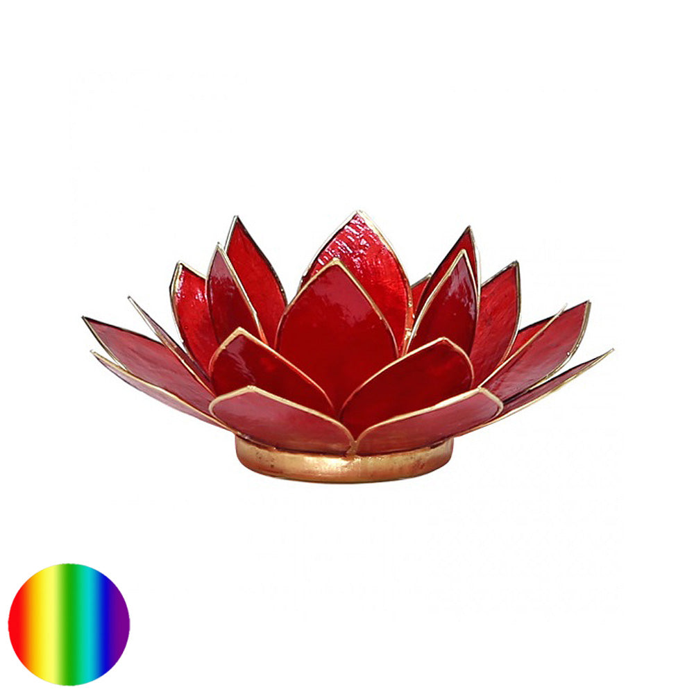 Teelichthalter Chakra Lotus - gold-rubinrot