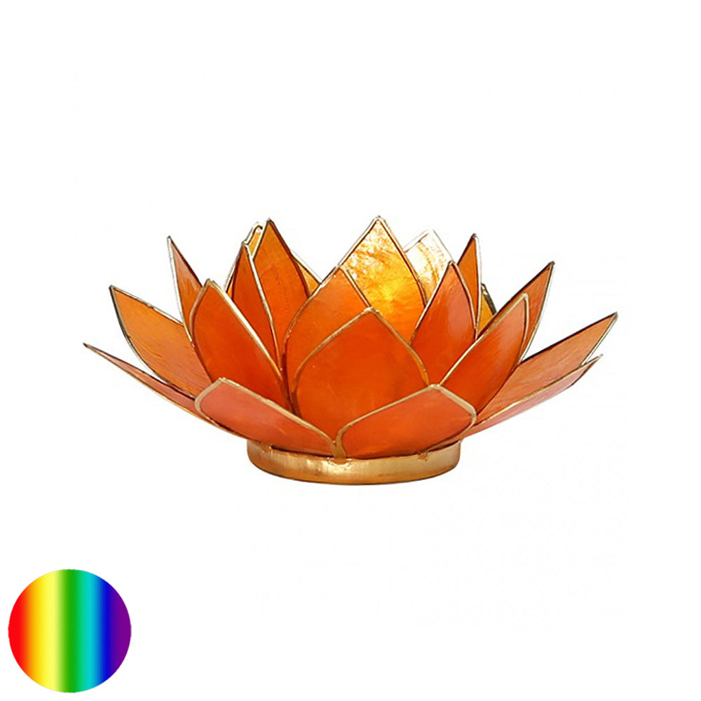 Teelichthalter Chakra Lotus - gold-orange