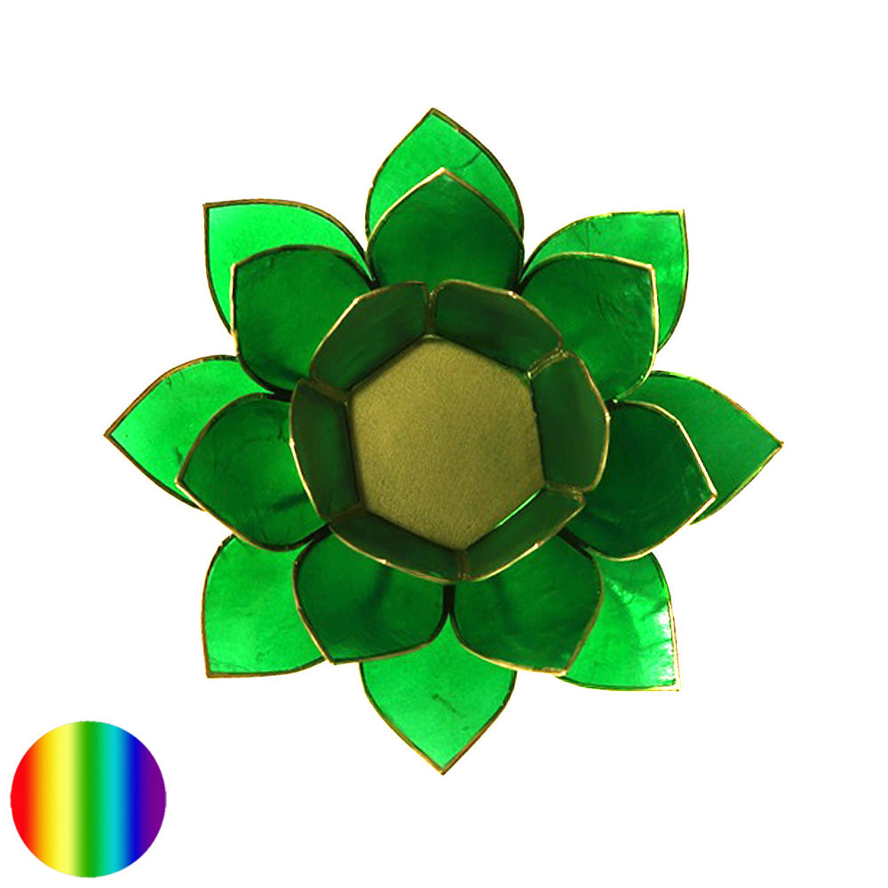 Teelichthalter Chakra Lotus - gold-grün