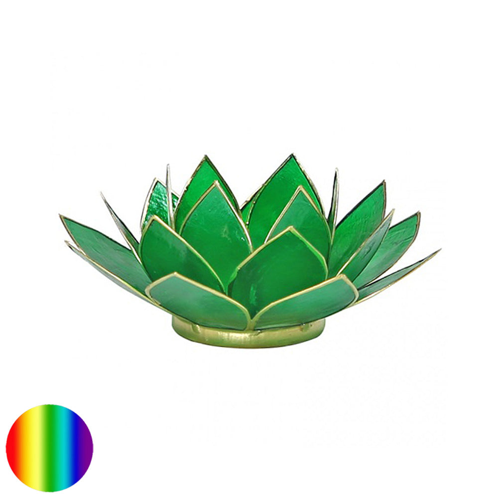 Teelichthalter Chakra Lotus - gold-grün