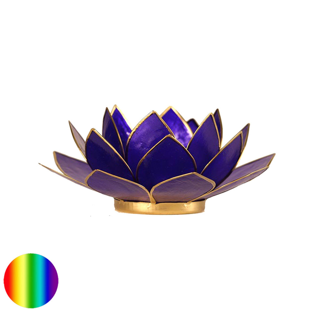 Teelichthalter Chakra Lotus - gold-indigo