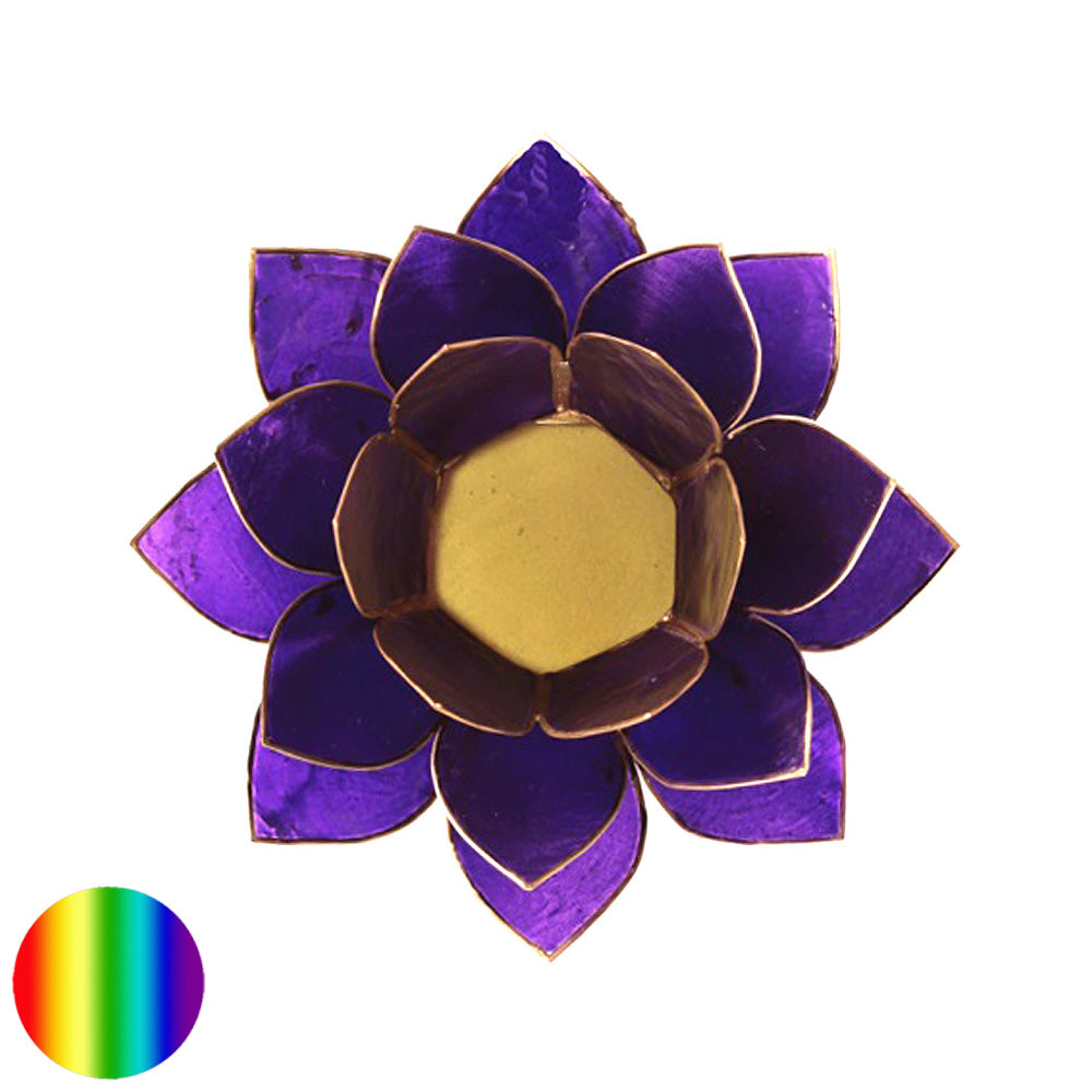Teelichthalter Chakra Lotus - gold-violett