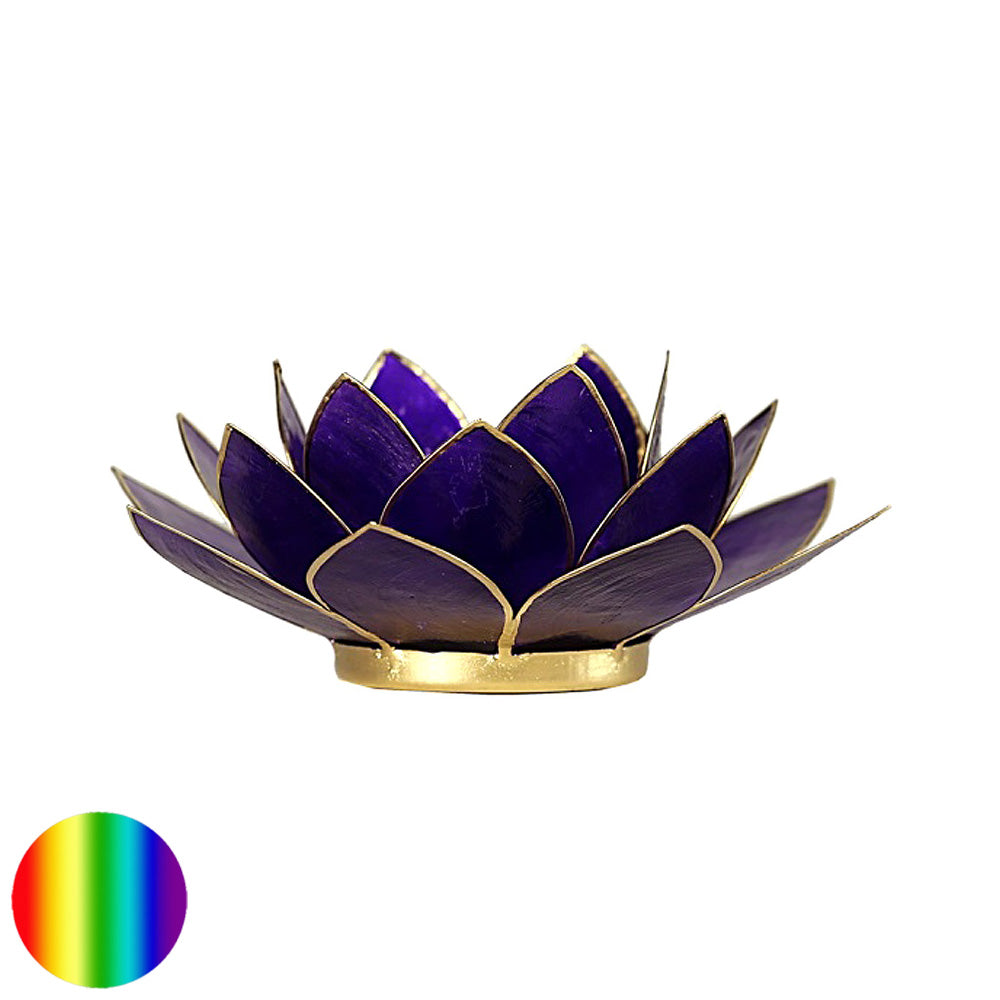 Teelichthalter Chakra Lotus - gold-violett