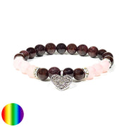 Armband Granat Rosenquarz mit Herz