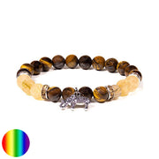 Armband Tigerauge Rutilquarz mit Elefant