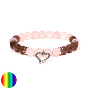 Armband Rosenquarz Erdbeerquarz mit Herz