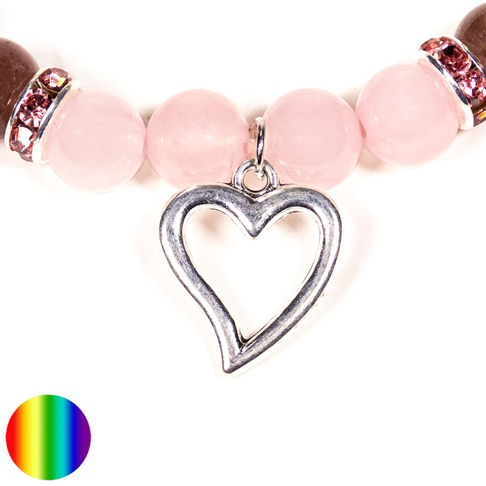 Armband Rosenquarz Erdbeerquarz mit Herz