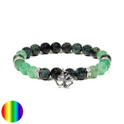 Armband Kambada Jaspis Aventurin mit Kleeblatt