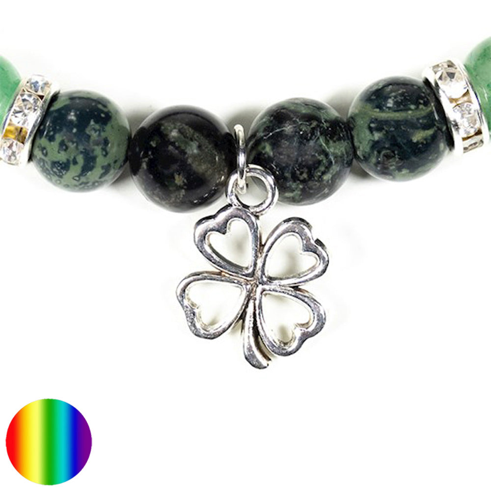 Armband Kambada Jaspis Aventurin mit Kleeblatt