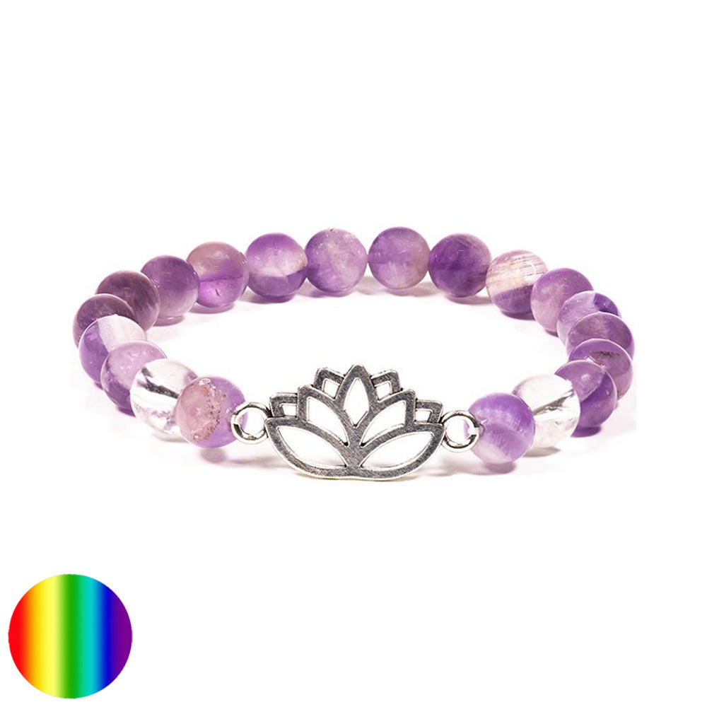 Armband Chevron-Amethyst Bergkristall mit Lotus