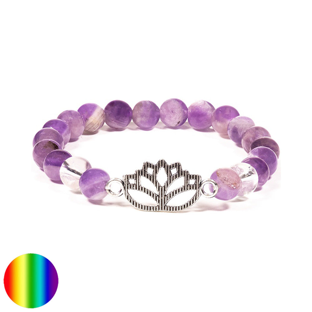 Armband Chevron-Amethyst Bergkristall mit Lotus