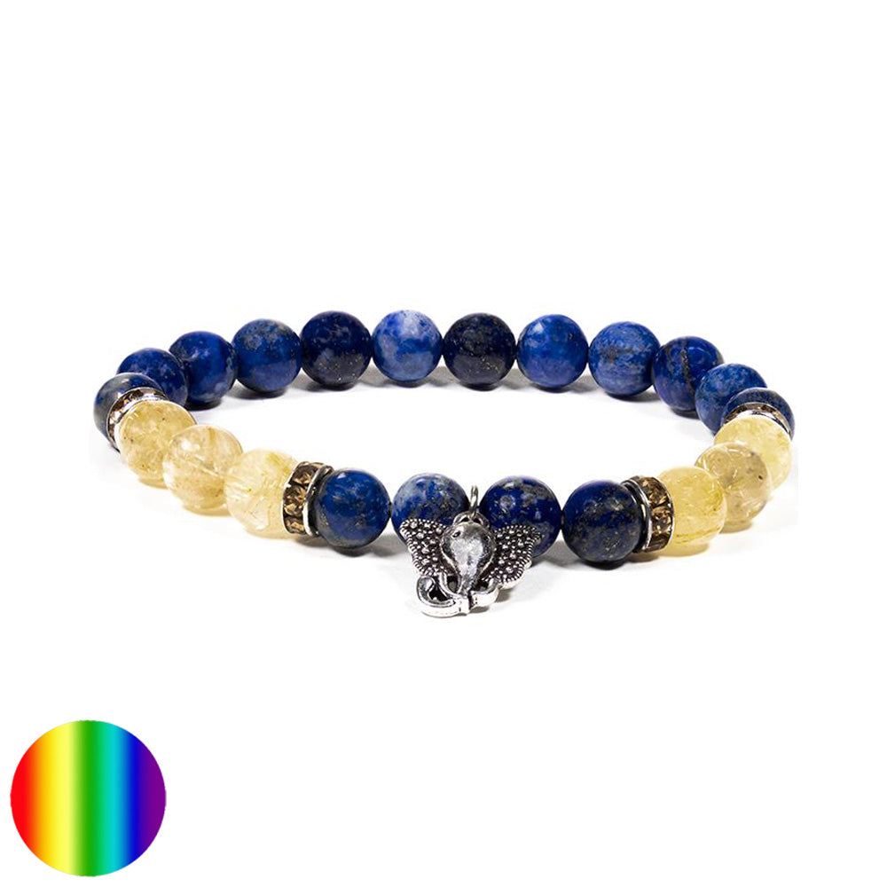 Armband Lapislazuli Rutilquarz mit Ganesha