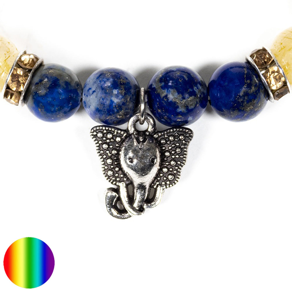 Armband Lapislazuli Rutilquarz mit Ganesha