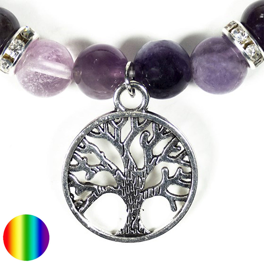 Armband Fluorit Amethyst Baum des Lebens