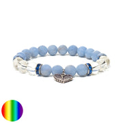 Armband Angelit Bergkristall mit herzförmigen Engelsflügel