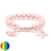 Armband 2-Reihig - Rosenquarz Kugeln 6mm