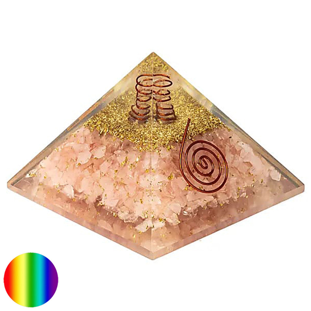 Orgonit-Pyramide - Rosenquarz - Herz Spirale 80mm