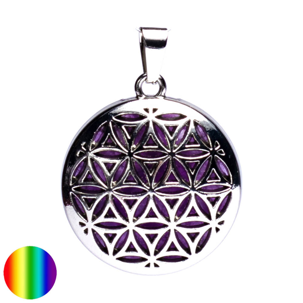 Anhänger Blume des Lebens mit Amethyst