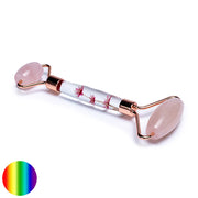 Massage-Roller Rosenquarz rote Blumen