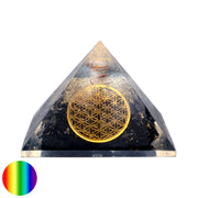 Orgon-Pyramide - Schwarzer Turmalin - Blume des Lebens 70mm