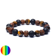 Armband - Tigerauge-Rudraksha-Lavastein