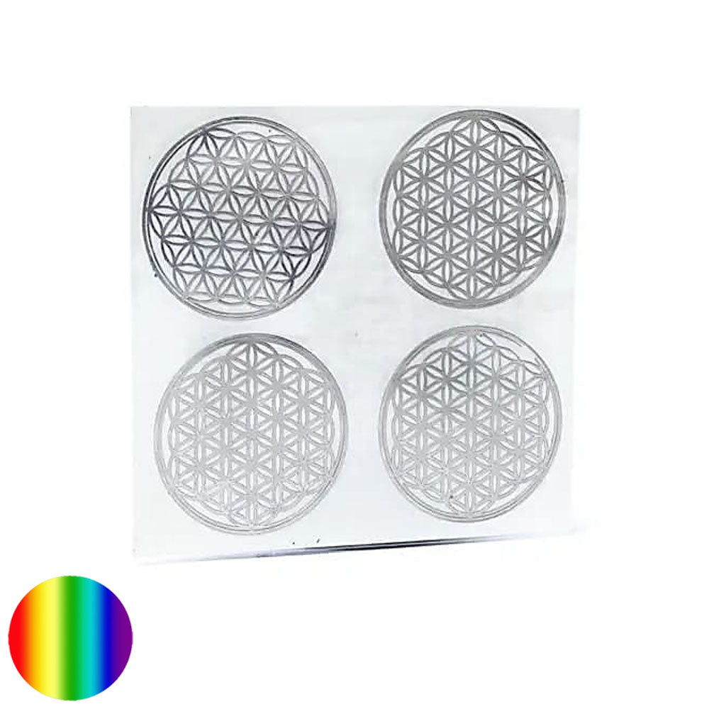 Aufkleber Metall versilbert 4er Set - Blume des Lebens