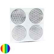 Aufkleber Metall versilbert 4er Set - Blume des Lebens